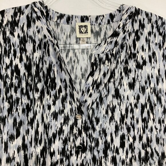 Anne Klein size XL Black Gray Abstract Sleeveless Stretch Knit Blouse Comfy - Picture 5 of 10
